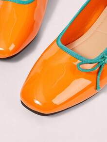 CUCCOO DOLLMOD Giày ba lê kim loại khóa chéo màu xanh satin dễ thương mới cho nữ mùa xuân, giày bệt nữ thanh lịch ngọt ngào cỡ lớn - trái cam - Xem 6