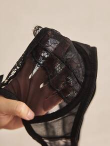 Charlaine French Lace Mesh Lace Bra, Elegant Autumn Lingerie - Black - View 8