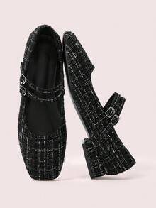 CUCCOO DOLLMOD CUCCOO 时尚黑色金属玛丽珍低跟粗跟鞋 - 黑色 - 查看 2