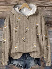 SHEIN LUNE Felpa vintage con stampa floreale casual da donna taglie forti, adatta per autunno/inverno, vintage autunnale