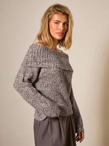 COSMINA Casual Loose Off Shoulder Long Sleeve Women Sweater In Fall/Winter - Multicolor - View 4