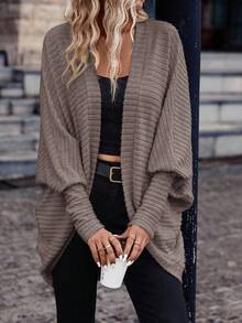 SHEIN Frenchy Casual Commuter Solid Color Batwing Sleeve Jacket, Autumn,Fall Winter Spring - Camel - View 4