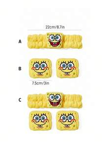 SpongeBob SquarePants | SHEIN 1 个柔软吸水头带，2 个腕带，舒适方便洗脸和沐浴 - 彩色 - 查看 4