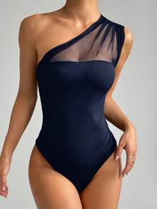 EgrlEra 夏季新款欧美性感女神风海滩派对褶皱网眼无肩带女式紧身衣 - 藏蓝色 - 查看 3