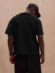 Musero Áo thun in khẩu hiệu đồ họa cỡ lớn mùa xuân, mùa hè, phong cách đường phố - màu đen - Xem 3