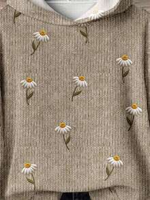 SHEIN LUNE Felpa vintage con stampa floreale casual da donna taglie forti, adatta per autunno/inverno, vintage autunnale