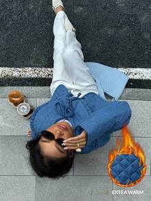 Siren Gaze 优雅别致的女士冬季夹克，女装秋季服装女装冬季服装女装，2025 新款牛仔蓝色彼得潘领系带长袖夹棉大衣，适合通勤、外出、派对、商务休闲、日常穿着，秋冬必备时尚单品，女士冬季夹克女士冬装 - 淺色水洗藍 - 查看 5