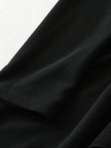 Franclia Women's Solid Color Lapel NeckPuff Sleeve Ruffle Hem Elegant Blazer Jacket, Autumn - Black - View 3