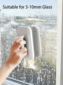 SHEIN 1 PC Heavy-Duty Double-Sided Magnetic Window Cleaner With Safety Cord & Anti-Pinch Design – 3-10mm Thick Glass Cleaning Tool For High-Rise Buildings/Balcony/Home/Office – ABS Handle & Scrubber Kit For Indoor/Outdoor Windows