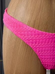 Bellisia Summer Beach Solid Halter Triangle Bikini Set - Hot Pink - View 3