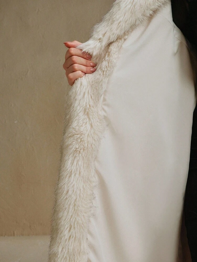 新作秋冬 エレガントなレディライクなフェイクファーロングコート、女性用ファッショナブルなアウターウェア