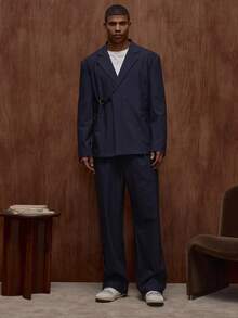 Musero 超大廓形单排扣西装外套（仅限秋冬/春夏款） - 藏蓝色 - 查看 3