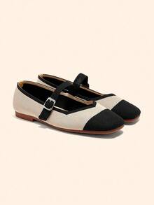 CUCCOO BASICS Zapatos planos de mujer con hebilla de metal a rayas rojas - Albaricoque - Ver 2