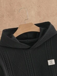 Manfinity NXTstreet 男士休闲针织保暖修身连帽卫衣和抽绳腰裤套装（2件套），秋冬服装 - 黑色 - 查看 9