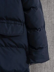 EURMUSE Men Sticky Zipper High Quality Hooded Long Fit Wintercoat - Navy Blue - View 4