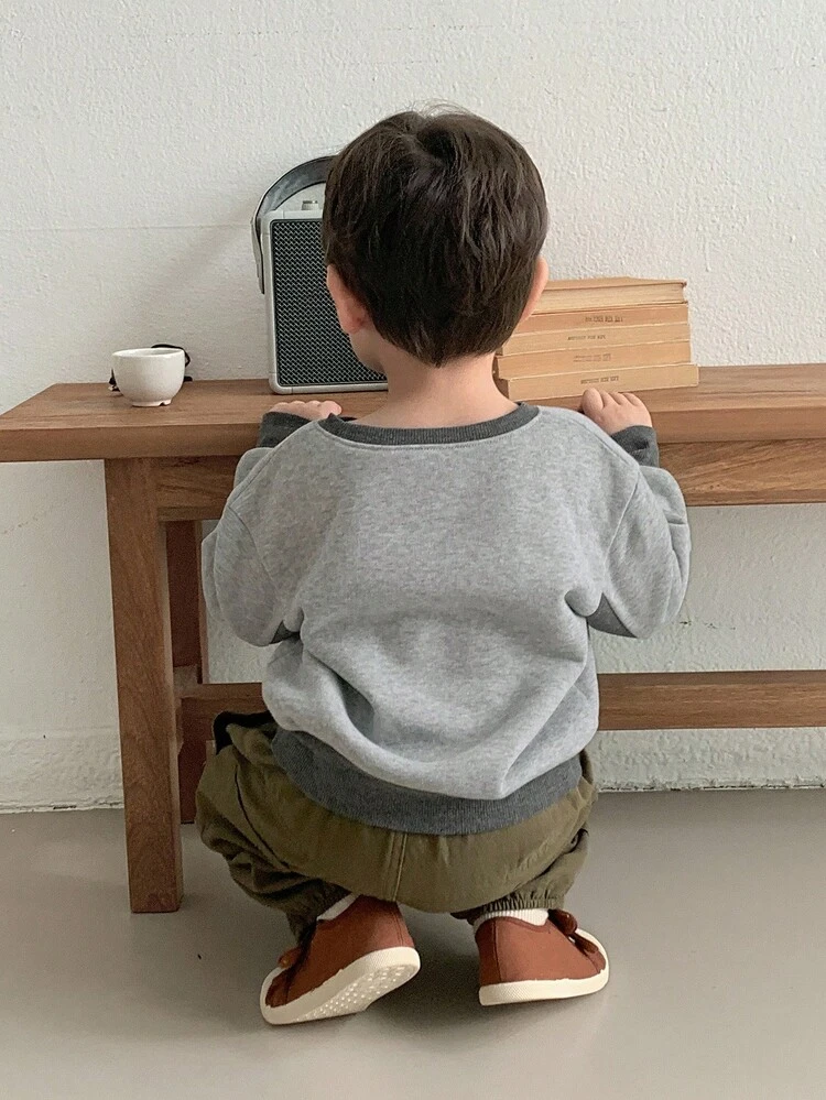 Toddler Boys' Casual Letter Print Crew Neck Long Sleeve Sweatshirt, Autumn/Winter