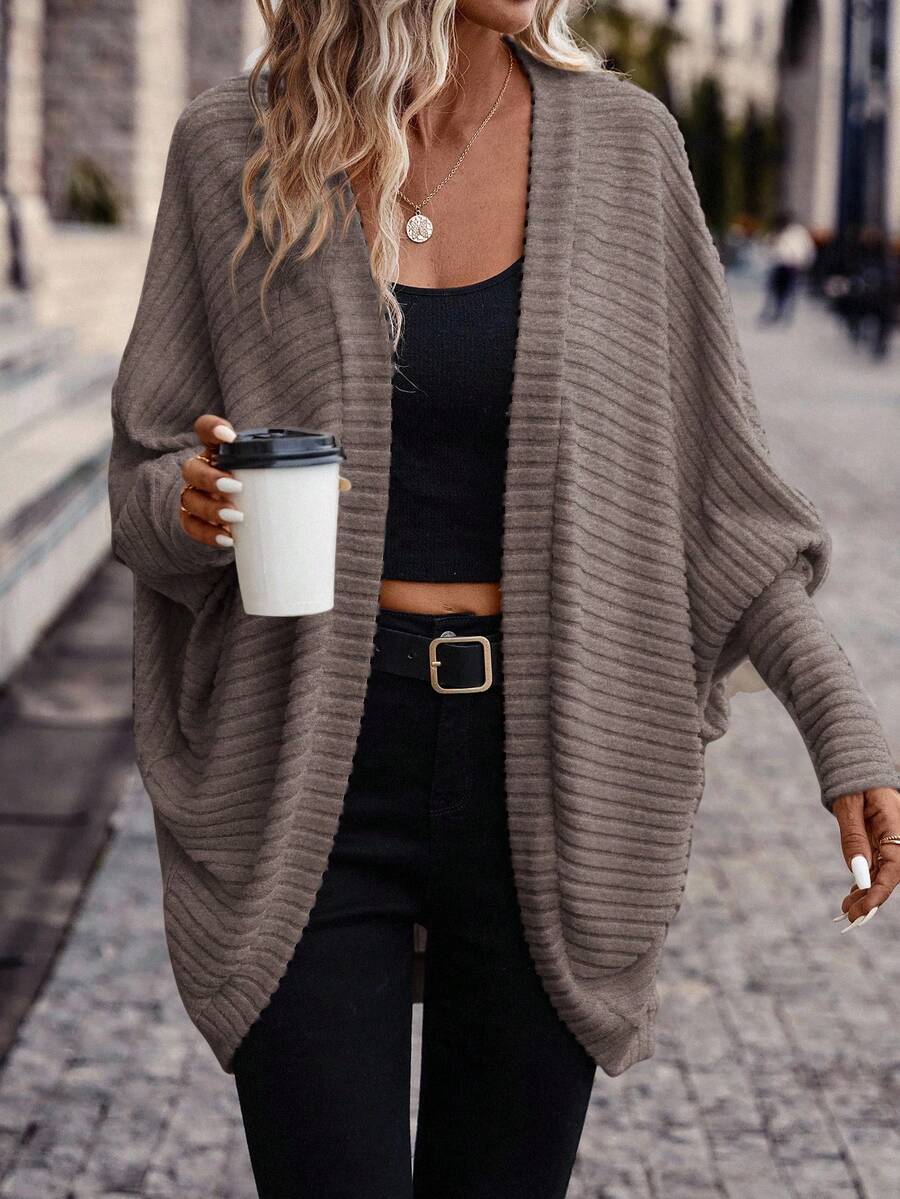 SHEIN Frenchy Casual Commuter Solid Color Batwing Sleeve Jacket, Autumn,Fall Winter Spring - Camel - View 1