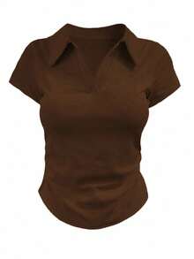 SHEIN 3 buah Kaos Polo Kasual Warna Polos Model Slim Fit, Cocok untuk Pemakaian Sehari-hari - Hitam - View 5