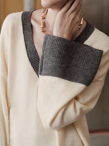 Uhlyne 女式韩版飘逸商务休闲衬衫 - 米色 - 查看 2