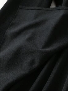 Franclia Women's Solid Color Lapel NeckPuff Sleeve Ruffle Hem Elegant Blazer Jacket, Autumn - Black - View 7