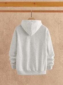 Manfinity NXTstreet 男士骑士刺绣半拉链连帽衫和运动裤休闲运动服套装，秋季服装，冬季服装 - 灰色 - 查看 5