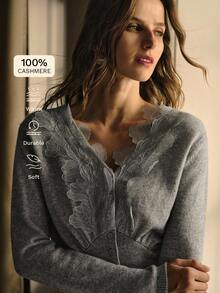 MOTF PREMIUM Áo len cài cúc thêu - Xám - Xem 2