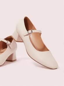 CUCCOO DOLLMOD Bombas de tacón grueso con hebilla de unicolor casual para mujer - apenas rosa - Ver 2