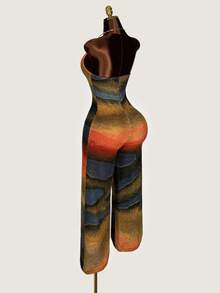 Amplova 性感渐变色金属环前镂空泪珠连体裤 - 彩色 - 查看 3