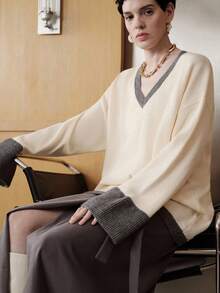 Uhlyne 女式韩版飘逸商务休闲衬衫 - 米色 - 查看 7