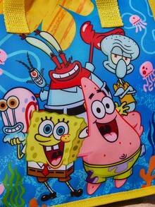 SpongeBob SquarePants | SHEIN 1pc Cartoon Character Printed Insulated Lunch Bag, Keeps Food Warm Or Cold, Large Capacity Picnic Bag Fits Lunch Box & Drink, Suitable For Picnic, Camping, Travel, Home Use, Family & Student