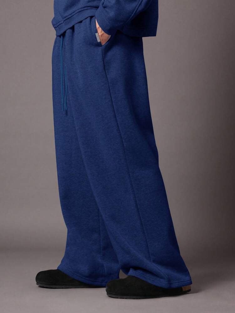 Wide Leg Fleece Pants With Drawstring Waist