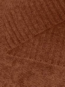 Elenzga 大码女式休闲宽松圆领长袖落肩套头毛衣，秋冬 - 棕色 - 查看 9