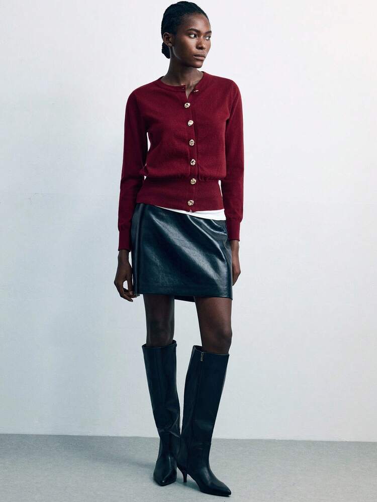 SHEIN Maija Outfit Deas For Knitwear,Women's Casual Versatile Solid Color Cardigan Women Thin Cardigan Burgundy Cardigan Dark Red Cardigan Button Up Cardigan,Festival Outfits For Women ,Spring Outfit Women