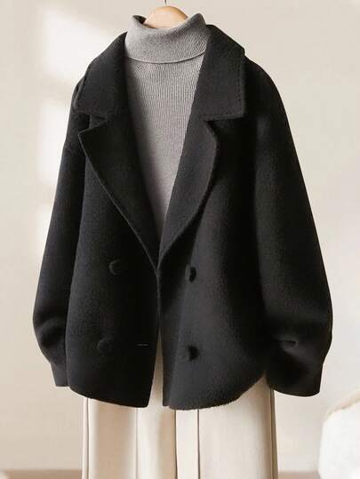 Franclia Women's Solid Color Minimalist Fashionable Design Wool Blend Jacket