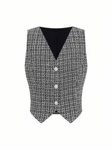 Ellevyn Completo di gilet e pantaloni a quadri monopetto da donna, adatto per insegnanti, pendolarismo e uso quotidiano - nero - Visualizzare 8