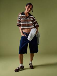 MISSGUIDED Polo de manga corta a rayas con cuello y botonadura de contraste para uso casual los fines de semana - Multicolor - Ver 3