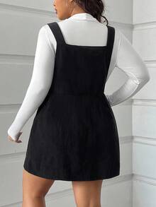 SHEIN EZwear Plus Size Corduroy Overall Dress, Early Autumn - Black - View 2