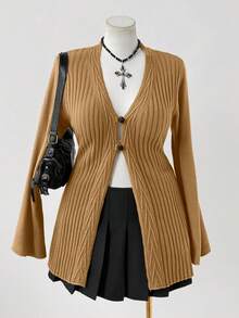 Sunspun Áo len cardigan dệt kim cài nút phong cách Bohemian cỡ lớn dành cho nữ, phù hợp với mọi mùa, lý tưởng cho trang phục đi nghỉ - Lạc đà - Xem 7