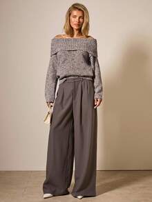 COSMINA Casual Loose Off Shoulder Long Sleeve Women Sweater In Fall/Winter - Multicolor - View 3