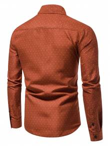 Manfinity Mode Men's Plaid Long Sleeve Single-Breasted Casual/Business Shirt - Burnt Orange - View 2