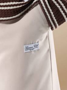 SUMWON Textured Striped Polo Co-Ord Set With Chino Pants Autumn Winter Casual Tween Outfit Daily Wear Two Piece Set Preppy Style Casual Smart Outfit Holiday Wear - Brown - View 7