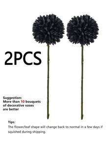 SHEIN 1/2/5/12PCS仿真球菊花绣花球婚庆装饰家居花瓶摆件餐厅客厅卧室床头插花新娘手捧花腕花胸花材料生日派对装饰材料新年情人节礼物 - 彩色 - 查看 12