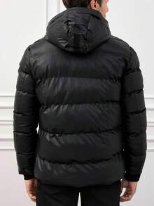 EURMUSE Men Zip Up Hooded Puffer Coat - Black - View 2