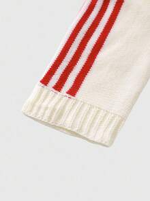 ROMWE MEN Prep 男士刺绣宽松短款针织衫，秋冬款，长袖上衣 - 米色 - 查看 5