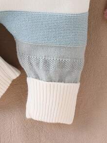 SHEIN 女婴条纹针织连体裤，时尚可爱百搭毛衣 - 彩色 - 查看 5