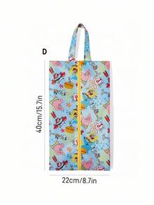 SpongeBob SquarePants | SHEIN 1pc/1set Cute Cartoon Print Polyester Travel Storage Bag, Mesh Surface, Categorized Storage, Multiple Sizes Available, Suitable For Various Bag Sizes, Great For Short Trips, Long Trips, Daily Home Organization, Suitable For Boys, Girls, Men, Women And Students