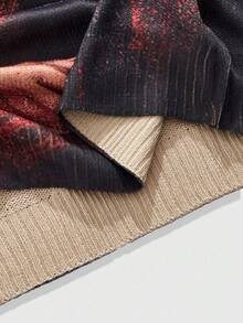 ROMWE MEN Street Life Men's Fashion Casual Mona Lisa Pattern Crew Neck Knit Sweater, Fall Winter