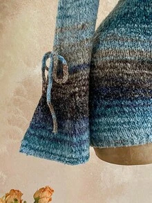 Soleia Casual Off Shoulder Flare Sleeve Tie Up Romper, Vintage Ombre Color, Autumn/Winter Off The Shoulder Playsuit Fall Women Clothes Winter Clothes  Korean Style  Sweaters For Women Fall Outfits For Women Off The Shoulder Bohemian Clothes For Women Sweater Jumpsuits - Multicolor - View 9