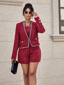 SOLERSUN Fall Women Clothes Fall Two Pieces Women's Suit Winter Women Clothes Homecoming Thanksgiving Women Outfit Back To School Clothes - Red - View 6