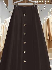 Franclia 简约浪漫优雅风法式休闲百搭女裙白色毕业裙夏季服装 - 鏽棕色 - 查看 3